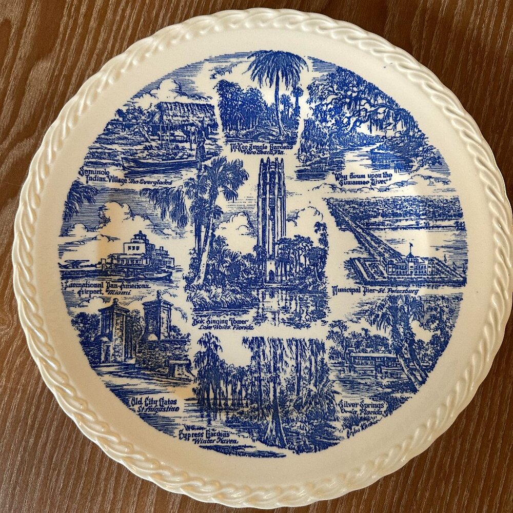 Vintage Vernon Kilns Florida Empire of the Sun Transferware Plate Collectible